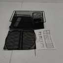 VANRA Desk Organizer Set Metal Mesh Desktop Telephone Stand with Pencil Cup Holder, 2 Piece Black (Black)