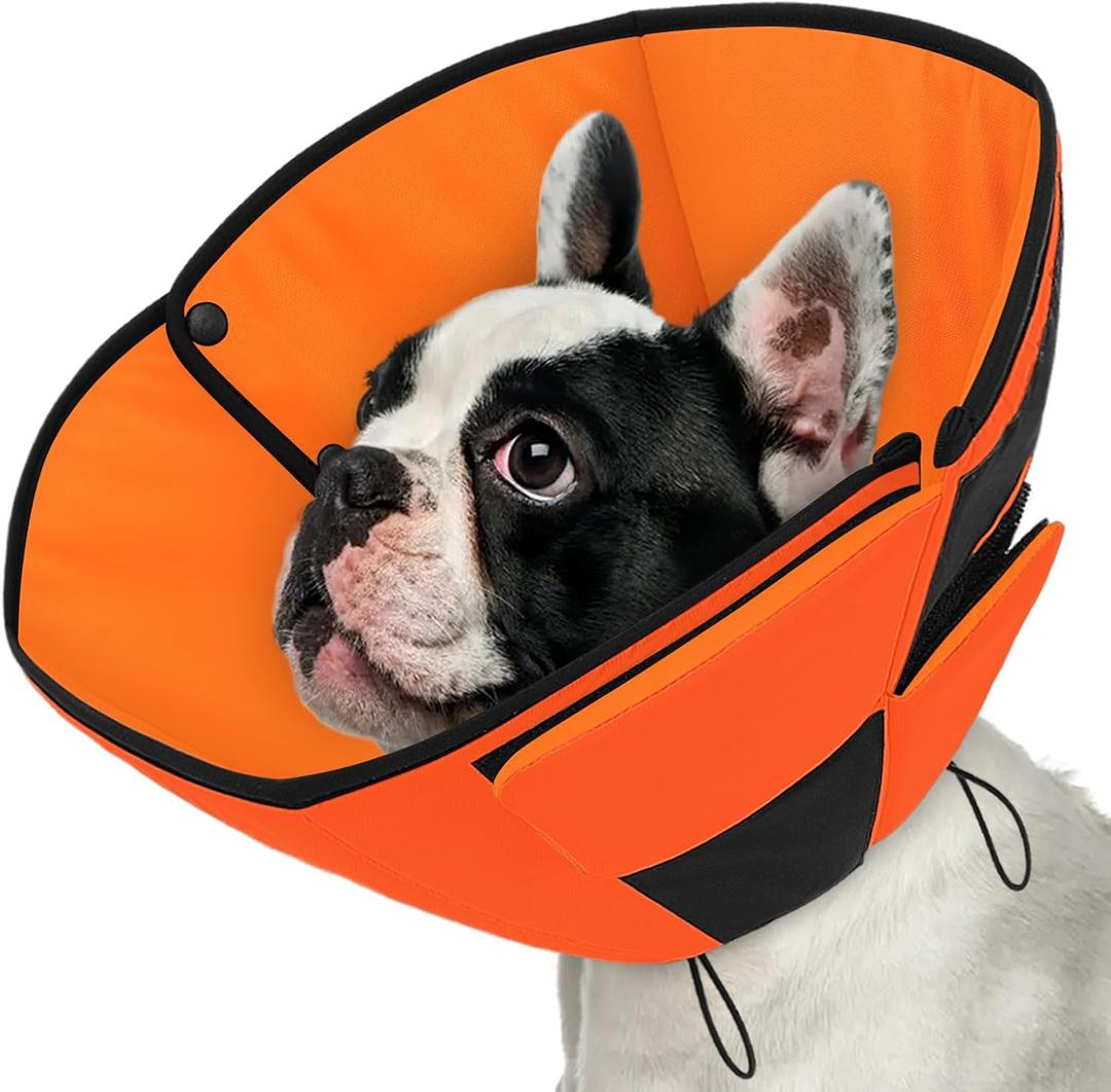 Queenmore Dog Cones for Small Dogs, Soft Cone for Dogs, Dog Cone Collar to Prevent Licking Wounds, Adjustable Comfy Cones for Pets, Adjustable Elizabethan Collar for Cat, Orange, Size: Small