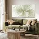 MLART99 Abstract Leaf Wall Art Modern Ginkgo Canvas Hand-drawn Painting 24x48 Green and White Large Artwork Minimalist Decoration for Living Room Bedroom Office Home
