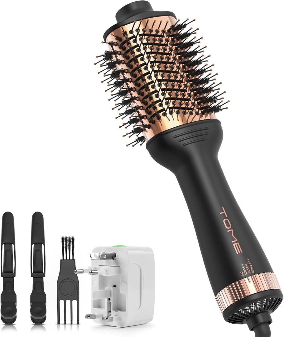 Blow Dryer Brush, Hair Dryer Brush in One, 1200W Large Oval Hot Air Volumizer & Straightener, Anti-Frizz Blowout Styling Brush, Dual Voltage 110240V (3 Inch) Black