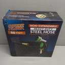 PowerFlow Garden Hose, NON-EXPANDABLE 50 Feet Premium Quality Stainless Steel Metal Water Hose with Durable Fabric Skin, Hose For Commercial, Residential Use, Bonus 10-way Spray Nozzle (50 Ft, Black)