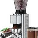 Conical Burr Coffee Grinder Electric, Espresso Coffee Bean Grinder for Home Use Adjustable 48 Grind Settings, 35s Precision Timer, Stainless Steel, Anti-Static for Pour Over/Drip/French Press (Upgraded Silver)