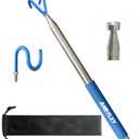 Telescoping Pickup Tool Magnetic Pole with 3 Hooks, 10 FT Telescopic Push Pull Rod Wire Reacher Grabber Disc Golf Retriever, Disc Golf Accessories