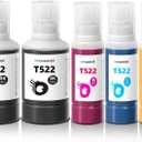 T522 522 Ink Refill Bottles for Ecotank ET-2760 ET-4760 ET-2750 ET-2720 ET-3760 ET-2850 ET-15000 ET-2800 ET-4700 ST-4000 ST-2000 ET-3710 ET4810 ET-3850 ET-3750 ET-2803 Printer (2BK C M Y)