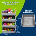 ReadySpace Plastic Containers for Organizing and Storage Bins for Closet, Kitchen, Office, Garage or Pantry Organization, Stackable Bins, Extra Large (14.8" x 16.5" x 7"), 4-Pack, Grey