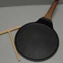 ESLITE LIFE 9.5 Inch Crepe Pan with Spreader, Nonstick Ceramic Flat Skillet Dosa Tawa Comales Para Tortillas Pancake Pan, PTFE & PFOA Free, Black