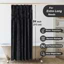 TAMGHO Extra Long Shower Curtain 84 inch Height, Crushed Velvet Tall Bathroom Curtain Set with 12 Gold Hooks, Luxury Thick Fabric, Machine Washable 72W x 84H, Black