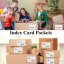 36 Pack Adhesive 5" x 7" Index Card Pockets with Top Open for Loading, Clear Plastic Labels Holders for Storage Bins Organizing Library Card Totes Shelves