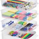 4-Layer Plastic Craft Storage Containers with Removable Trays,Multipurpose Craft Organizer and Storage Box with Lids and Handle,Clear Art Supply Storgae Organizer for Organizing Tool,Sewing,Bead