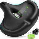 Oversized Bike Seat for Men & Women Comfort, Extra Wide Bicycle Seat Cushion, Comfortable Soft Padded, Large Replacement Saddle for Peloton, Stationary Exercise Bike, Cruiser, City Bike, Ebike (Black)