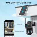 4K Solar Security Cameras Wireless Outdoor, 2.4G/5Ghz WiFi Cameras for Home Security, Dual Lens Solar Camera with Auto Tracking, Human Detection, Color Night Vision, Spotlight Siren, Alexa