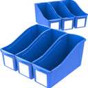Storex Large Book Bin, 14 x 5 x 7, Case of 6, Blue (71115U06C)