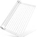 MERRYBOX Roll Up Dish Drying Rack, Silicone Wrapped Over The Sink Dish Rack Foldable Dish Drainer Anti-Slip Dish Racks for Kitchen Counter, Multipurpose Kitchen Sink Drying Rack, 18" x 13", White
