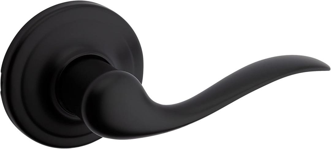 Kwikset Tustin Dummy Door Handle, Single Sided Lever for Closets, French Double Doors, and Pantry, Matte Black Non-Turning Right Handed Interior Push/Pull Lever, with Microban Protection (1 Count (Pack of 1))