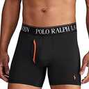 POLO RALPH LAUREN Men's 4D Flex Cooling Microfiber Boxer Briefs, Long Leg & Trunks Available, 3-Pack (Medium, Active Orange/Polo Black, Company Olive/Active Orange - 3 Pack)