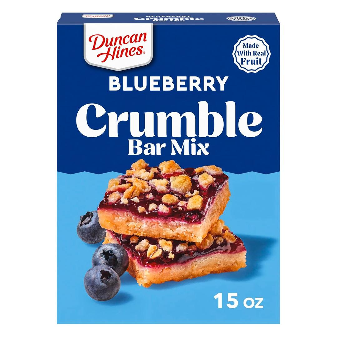 2 x Duncan Hines Blueberry Crumble Bar Mix, Breakfast Bar Real Fruit, 15.21 oz.