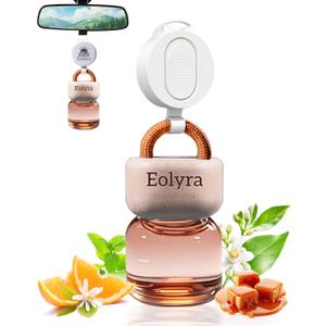 Car Air Freshener Hanging, Orange Adjustable Rope, Natural Essential Oil, 9ml Cute Air Diffuser for Car, | 45 Days Long Lasting Scent | Luxury Perfume for Men & Women | Capri Orange Scent