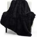 Bedsure Fluffy Black Throw Blanket Gifts for Men, Black Decor Soft Cozy Fuzzy Plush Minky Thick Warm Faux Fur Sherpa Fleece Throws for Couch Bed, Furry Faux Fur Blanket Gifts for Mom Dad, 50x60