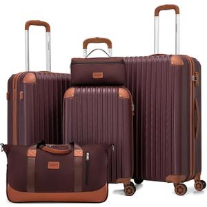 Cosbarn Luggage Sets 5 Piece Suitcases with Wheels, Suitcase Set ABS Hard Case Luggage with TSA Lock Spinner Wheels Durable Travel Luggage