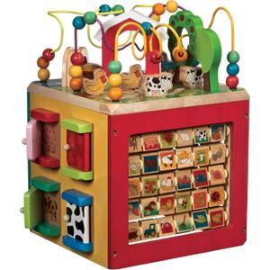 Battat Activity Cube With Farm Theme Educational Wooden Toys For Toddlers And Kids 1 Year+