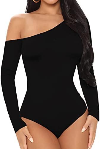 BelleLovin AESLOVIN Women's sexy One Shoulder Long Sleeve Tops T Shirt Bodysuit Jumpsuit XL