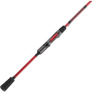 Ugly Stik 5’6” Carbon Spinning Rod, One-Piece, 4-8lb Line Rating, Light Power, Moderate Fast Action, 1/16-1/4 oz. Lure Rating, Red/Black