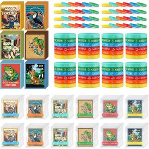 Ecally 36 Pcs VBS 2026 Silicone Wristbands with Rainforest Falls Animal Cards Christian Rubber Bracelets Set Religious Party Gifts Bulk for Christian Missionaries Sunday School Church Group Supplies