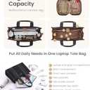 LOVEVOOK laptop bag for women 15.6 inch large Lightweight canvas work tote bags with Clutch Purse water resistant computer bags for laptops for women Business Office Travel college Casual, black