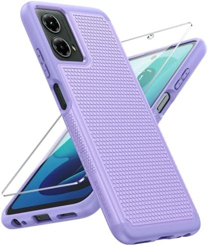 FNTCASE for Motorola Moto G-5G-2024 Case: Dual Layer Heavy Duty Cell Phone Protective Cover Shockproof Rugged with Non-Slip Textured - Military Drop Protection Bumper Tough Case (Light Purple)