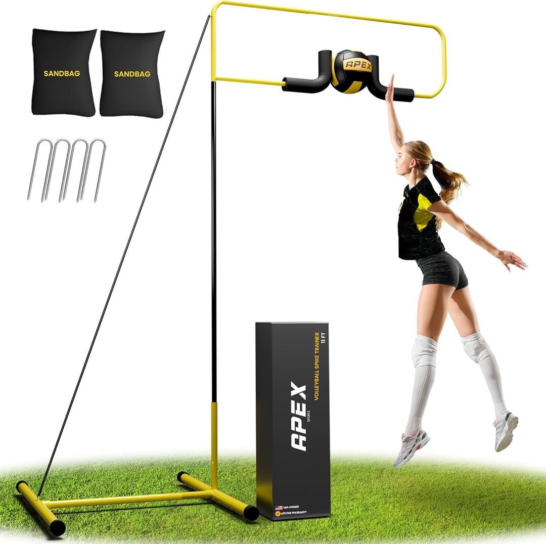 Apex Sports Volleyball Spike Trainer Adjustable Solo Practice Station for Hitting & Spiking Durable 25lb Base, Easy Ball Reload Indoor/Outdoor Training Aid for All Skill Levels