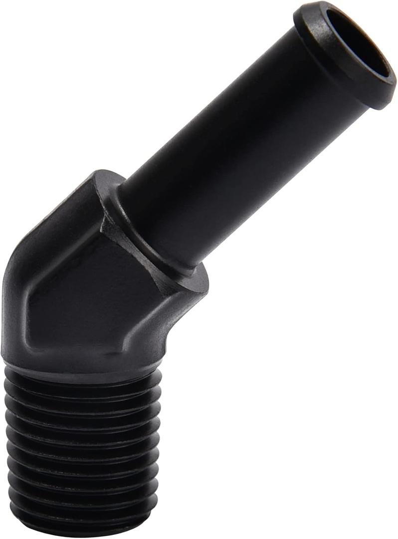 EVIL ENERGY 1/2" NPT Male to 5/8" Barb Fitting Adapter 45 Degree Aluminum Black