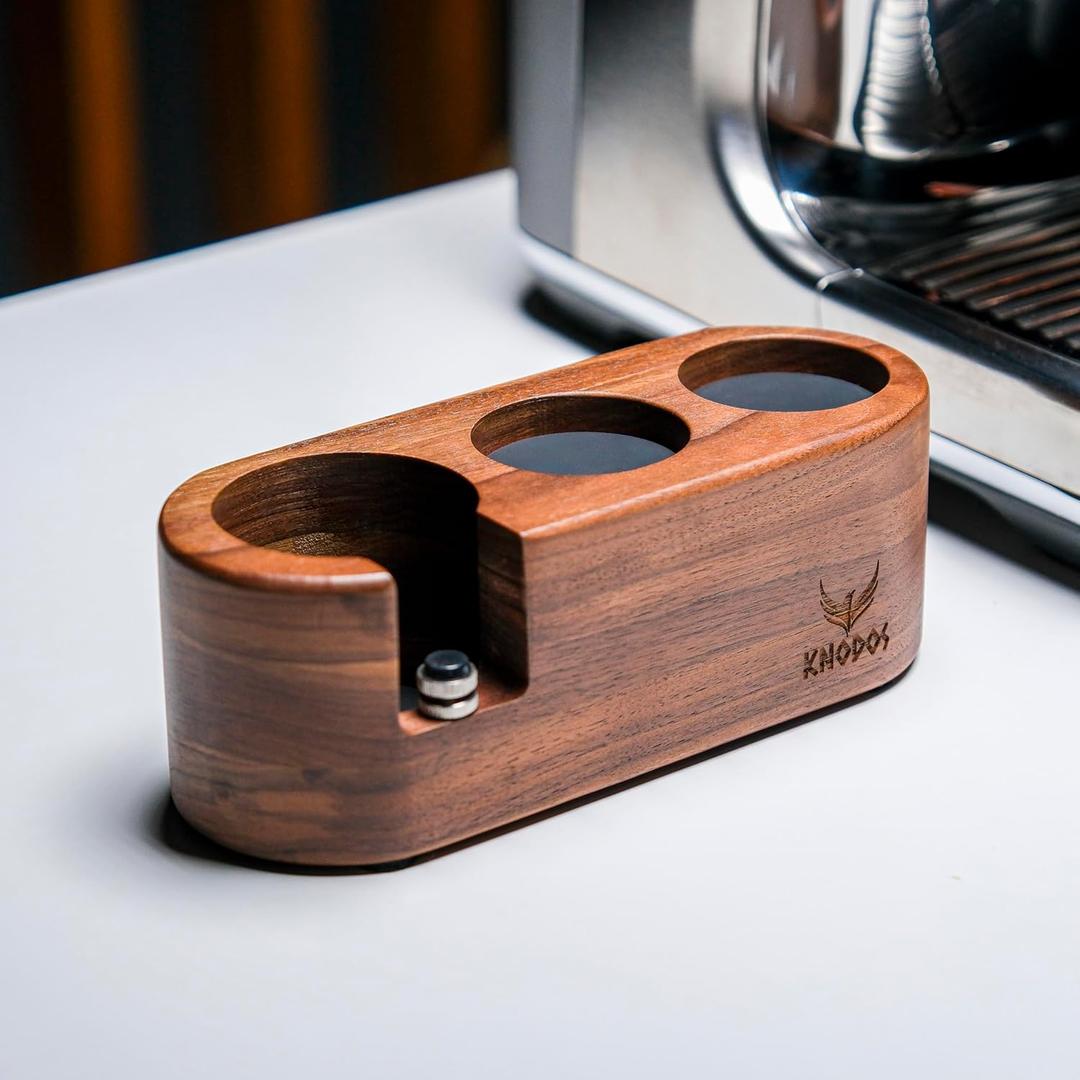 Walnut Espresso Tamping Station 54mm For Breville Espresso Machine Accessories, Portafilter Holder Tamping Mat Espresso Coffee Equipment V2 (Classic)