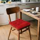 ELFJOY Set of 4 Square Chair Pads Indoor Seat Cushions Pillows with Ties Thick Soft Seat Cushion for Kitchen Dining Office Chair (18", Red)