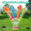 Gizzjoy Dinosaur Rocket Launcher for Kids - Launch Up to 100 Ft, 8 Rockets and 2 Pads for Multi-Player, Dinosaur Toys, Birthday Gift Ideas, for 3 4 5 6 7 Year Old Boys, Outdoor Outside