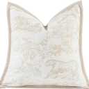 2025 New 18x18'' inches Throw Pillow Cushion Covers - Jungle Pattern with Edge Strip Chenille Jacquard Embroidery Luxury Modern Style Couch Sofa Bed Pillow Cover for Living Room Bedroom