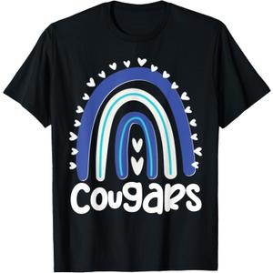 Cougars School Mascot Rainbow Teacher Lover Men Women T-Shirt M