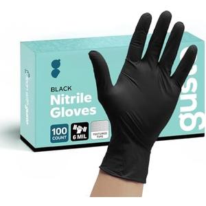 Comfy Package Black Nitrile HEAVY DUTY 6 Mil. Chemical Resistance, Latex & Powder Free, Textured Fingertips Disposable Gloves, Set of 2, Small