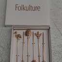 Folkulture Cocktail Picks or Martini Sticks for Christmas Gifts for Men, Reusable Toothpicks for Drinks or Bloody Mary Skewers, Garnish Sticks for Appetizers, Boho Gifts, Set of 6, Rosegold