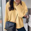 PRETTYGARDEN Women's Fall Oversized Sweaters Casual Crewneck Pullover Long Sleeve Fuzzy Chunky Knit Tops Blouse (Yellow, Large)
