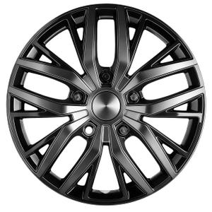 14-Inch ABS Hubcaps with Steel Rings & Adjusters, Patented Design, Universal Fit, Set of 4 Wheel Covers (Silver-Black)