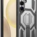 for Galaxy S24 FE Magnetic Case with Screen Protectors, Grey | Compatible with MagSafe, Concealed Kickstand, 2 Pack Screen Protectors, Military Grade, Double Layer, Shockproof Protection