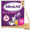 MiraLAX Gentle Constipation Relief Laxative Powder, Stool Softener with PEG 3350, No Harsh Side Effects, Single Dose Mix-In Pax with Mixing Stirrers, Travel Pack, 10 Dose