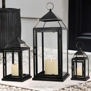 NEEDOMO Lanterns Decorative Outdoor&Indoor, Set of 3 Outdoor Lanterns for Porch, Vintage Candle Lantern Decor for Living Room, Fireplace, Fall, Christmas, Garden, Wedding, Yard, Bronze