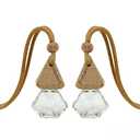 2-Pack Hanging Car Air Freshener, Refillable Glass Diffuser Bottle with Wooden Cap, Drift Car Freshener for Essential Oils, Long-Lasting Scent - Car Accessories for Women Men-Rhombus