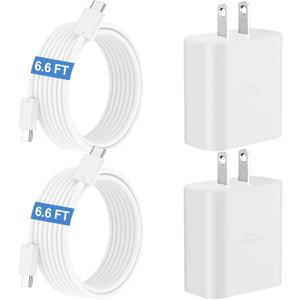 45W Super Fast Charger USB C Android Phone Type C Charger Fast Charging Block with 6.6FT Cord for Samsung Galaxy S26/S26 Ultra/S26+/S25 Ultra/S25/S24 Ultra/S24/S23 Ultra/S22/S21/S20/Note 10, White