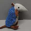 Hollypet Plush Dog Squeaky Toy Stuffed Armadillo Animal Pet Puppy Chew Toys with Clean Teeth for Small Medium Large All Breed Sizes Dogs, Blue, 10 In