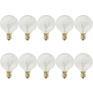Lxcom Lighting G45 Globe Light Bulb 15 Watt Dimmable Round Bulbs Warm White 2700K E12 Candelabra Base Clear Glass Incandescent Light Bulbs for Decorative Light Salt Lamp, AC120V, 10 Pack