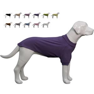 Lovelonglong Ribbed Dog T-Shirt Cotton Knitted Dog Sweaters for All Season Pet T-Shirts for Large Medium Small Dogs Purple 2XL