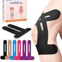 IEADEN Precut Kinesiology Tape for Knees, 10 Pcs - Knee Support & Stability, Knee Pain Relief Athletic Tape - Waterproof & Elastic, Breathable Hypoallergenic Latex-Free Tape, Black