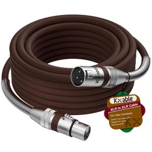 XLR Microphone Cable 10 FT, XLR Male to Female Balanced Mic Cable, 3-Pin Shielded Speaker Cord, Zinc Alloy Connectors, 22AWG Pure Copper, Metal Spring SR, Recording Studio, Podcast, Brown